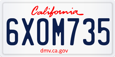 CA license plate 6XOM735