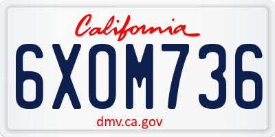 CA license plate 6XOM736