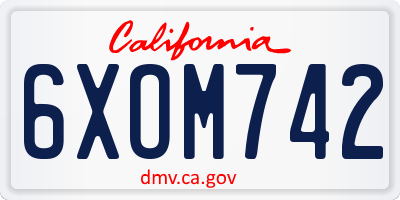 CA license plate 6XOM742