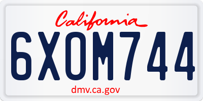 CA license plate 6XOM744