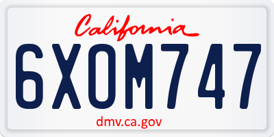 CA license plate 6XOM747