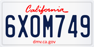 CA license plate 6XOM749