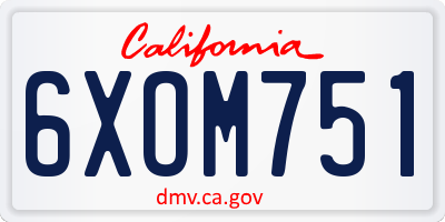 CA license plate 6XOM751