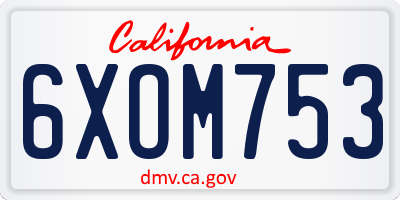 CA license plate 6XOM753
