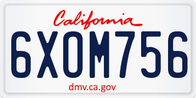 CA license plate 6XOM756