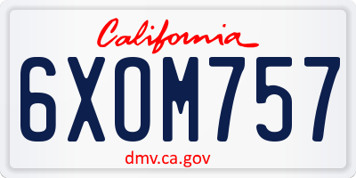CA license plate 6XOM757