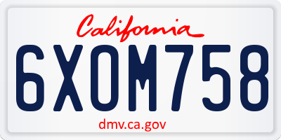 CA license plate 6XOM758