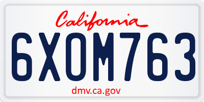 CA license plate 6XOM763