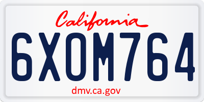 CA license plate 6XOM764