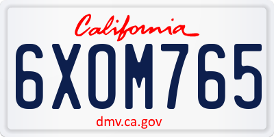 CA license plate 6XOM765