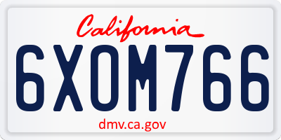CA license plate 6XOM766