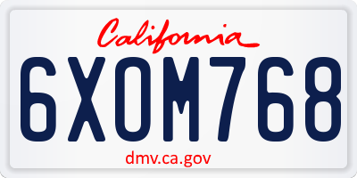 CA license plate 6XOM768
