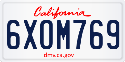 CA license plate 6XOM769