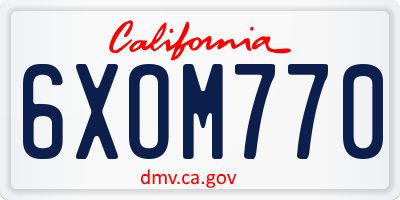 CA license plate 6XOM770