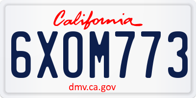 CA license plate 6XOM773
