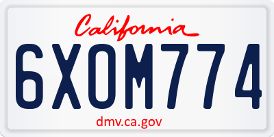 CA license plate 6XOM774