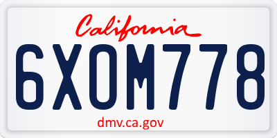 CA license plate 6XOM778