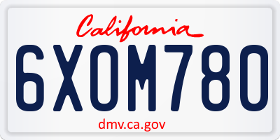 CA license plate 6XOM780