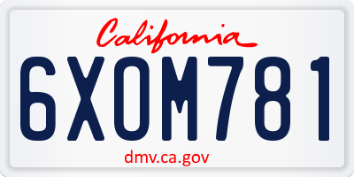 CA license plate 6XOM781