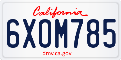 CA license plate 6XOM785