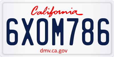 CA license plate 6XOM786