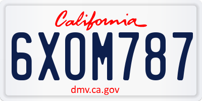 CA license plate 6XOM787