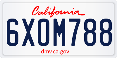 CA license plate 6XOM788