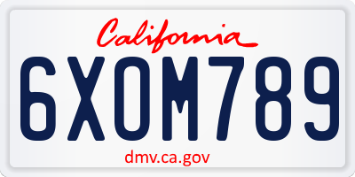 CA license plate 6XOM789
