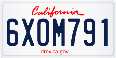 CA license plate 6XOM791