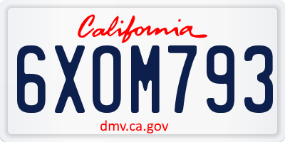 CA license plate 6XOM793