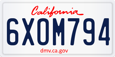 CA license plate 6XOM794