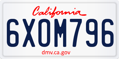 CA license plate 6XOM796