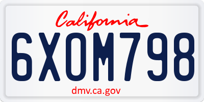 CA license plate 6XOM798