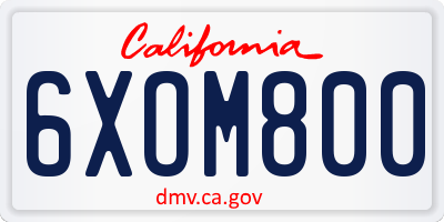 CA license plate 6XOM800