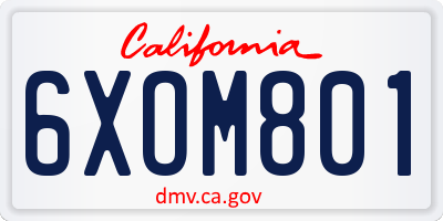 CA license plate 6XOM801