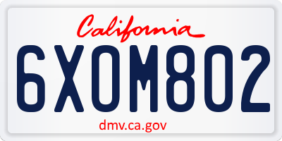 CA license plate 6XOM802