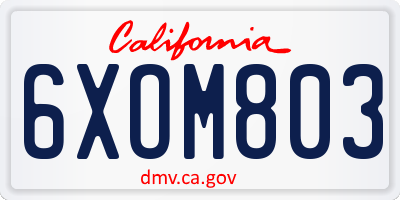 CA license plate 6XOM803