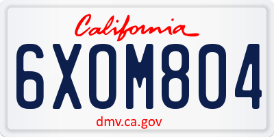 CA license plate 6XOM804