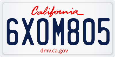 CA license plate 6XOM805