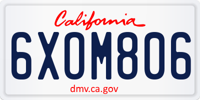 CA license plate 6XOM806