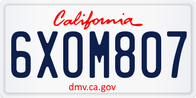 CA license plate 6XOM807