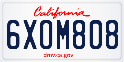 CA license plate 6XOM808