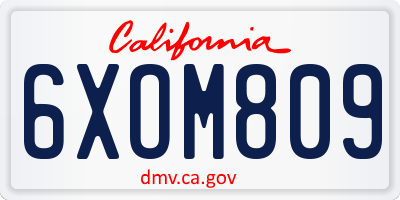 CA license plate 6XOM809