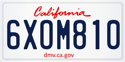 CA license plate 6XOM810