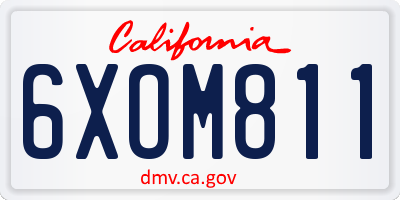 CA license plate 6XOM811