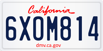 CA license plate 6XOM814