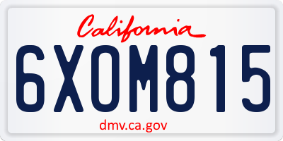 CA license plate 6XOM815