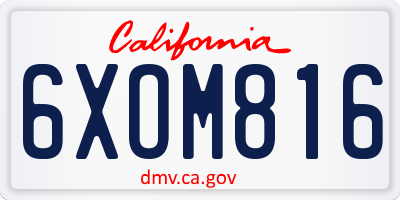CA license plate 6XOM816