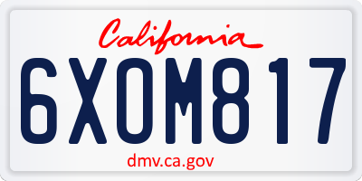 CA license plate 6XOM817