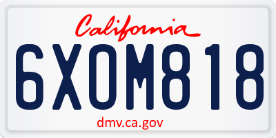 CA license plate 6XOM818